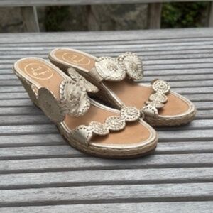 Jack Rogers Gold Braided Wedge Sandals